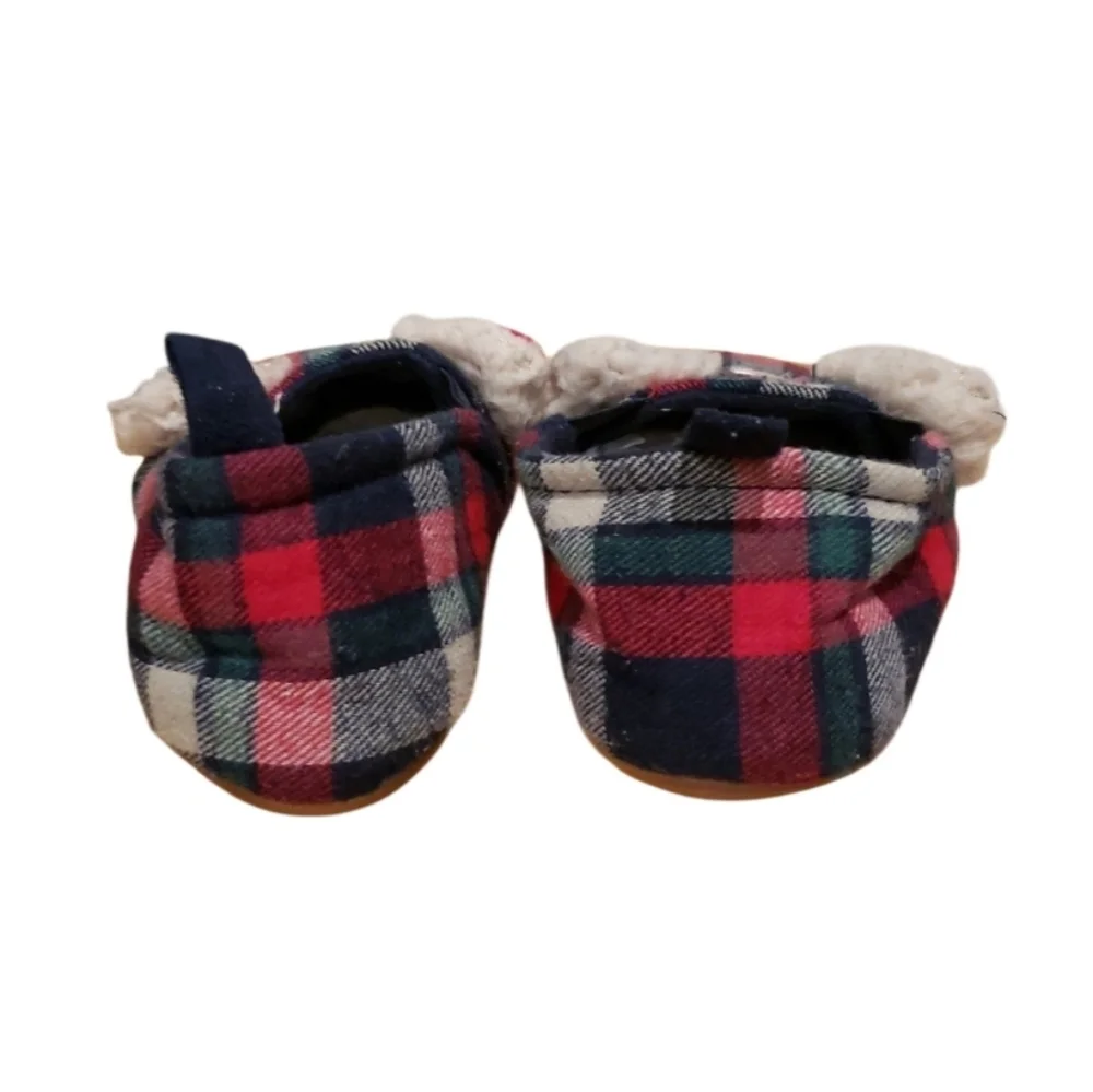 Dearfoams Lil Bear kid's plaid memory foam slippers